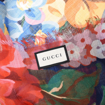 Gucci Wool Josephine Square Shawl Navy Pink 4 of 4