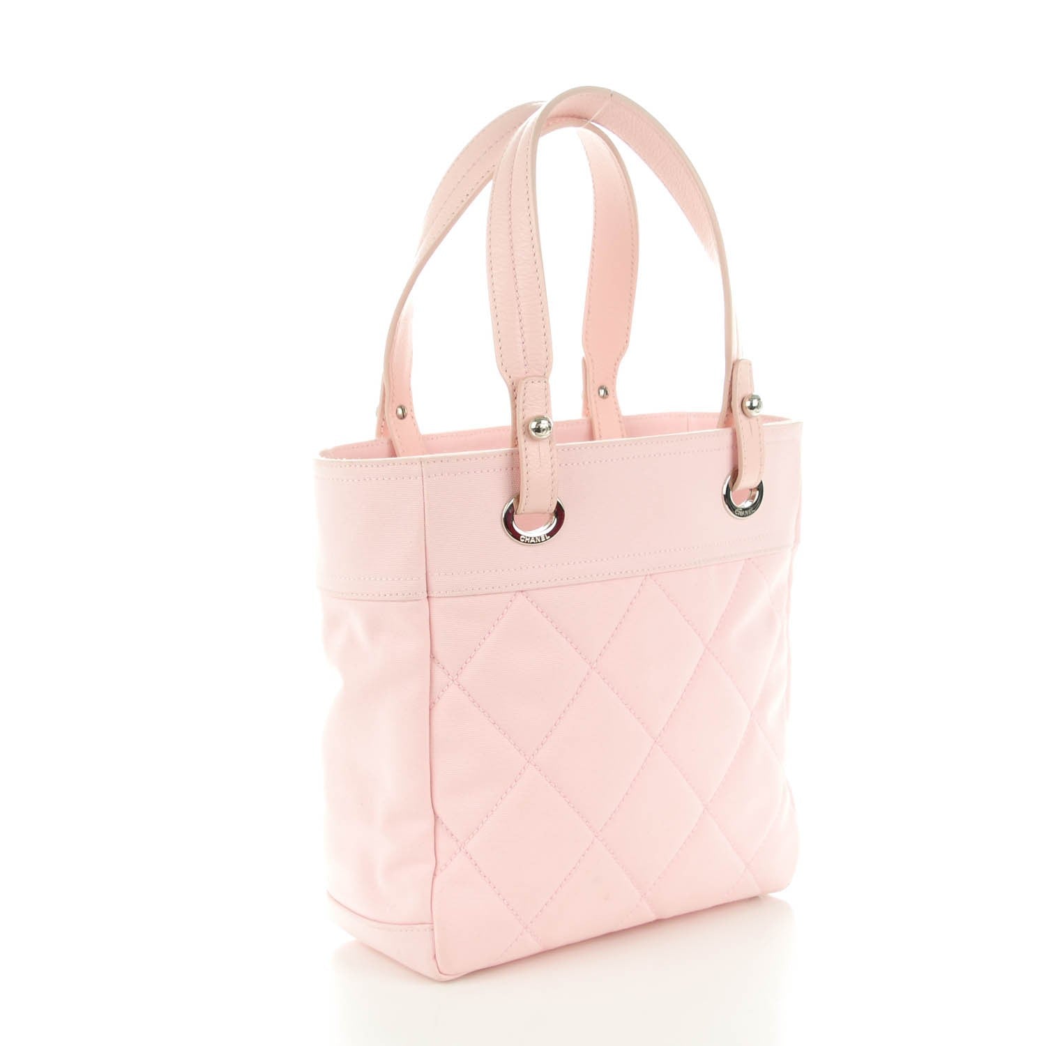 Chanel Coated Canvas Quilted Small Paris Biarritz Tote Light Pink 3 of 7