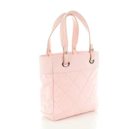 Chanel Coated Canvas Quilted Small Paris Biarritz Tote Light Pink 3 of 7