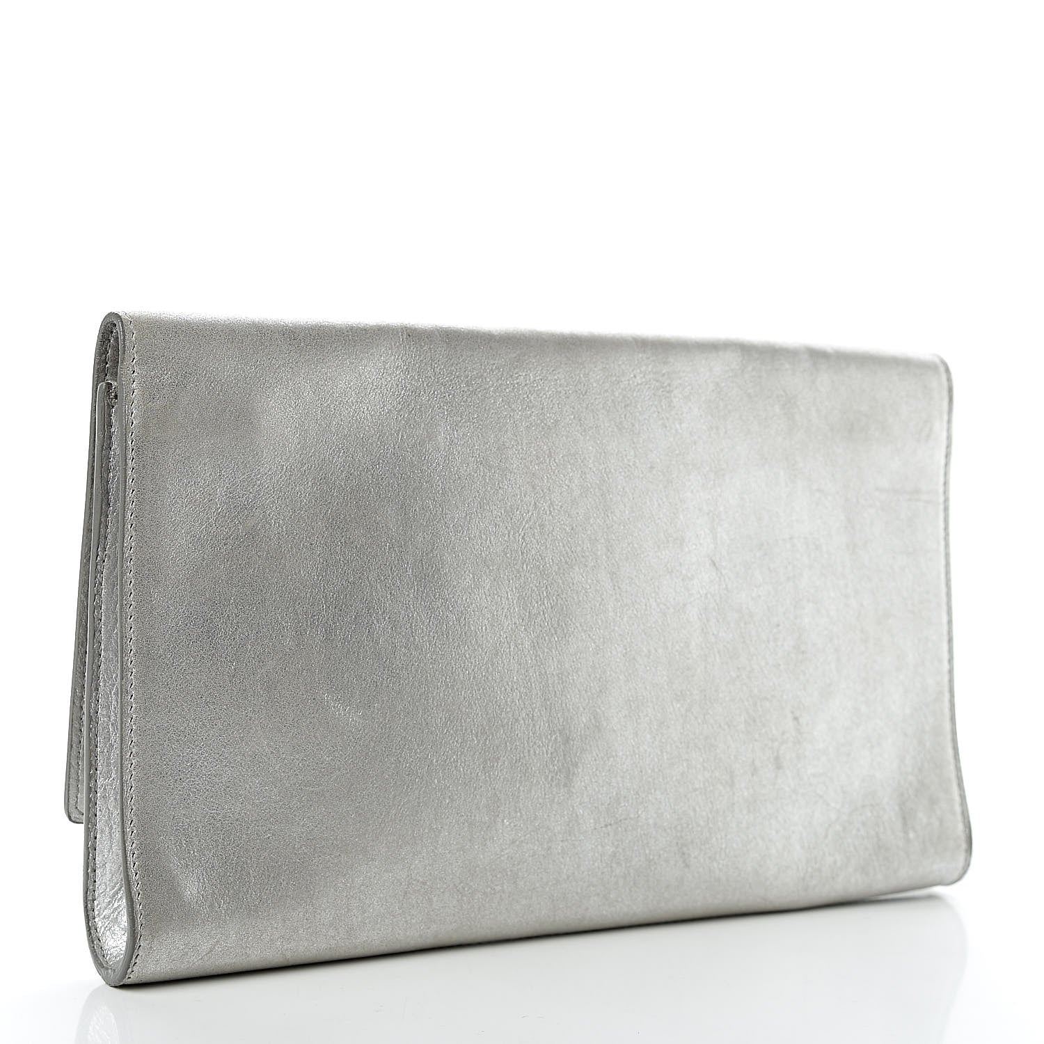 Saint Laurent Metallic Calfskin Monogram Large Belle De Jour Clutch Silver 3 of 9