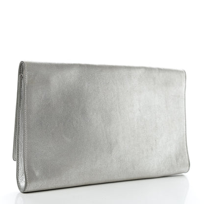 Saint Laurent Metallic Calfskin Monogram Large Belle De Jour Clutch Silver 3 of 9