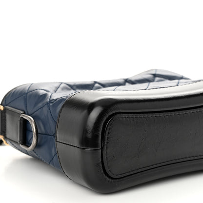 Chanel Aged Calfskin Quilted Small Gabrielle Hobo Navy Black 9 of 10