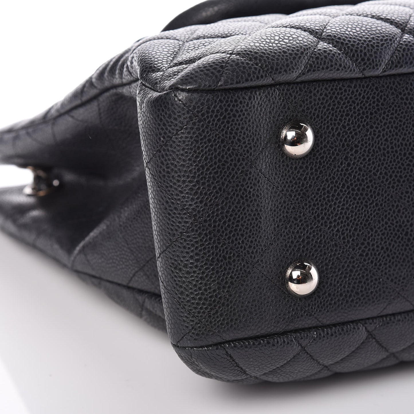 Caviar Quilted Flap Tote Dark Grey
