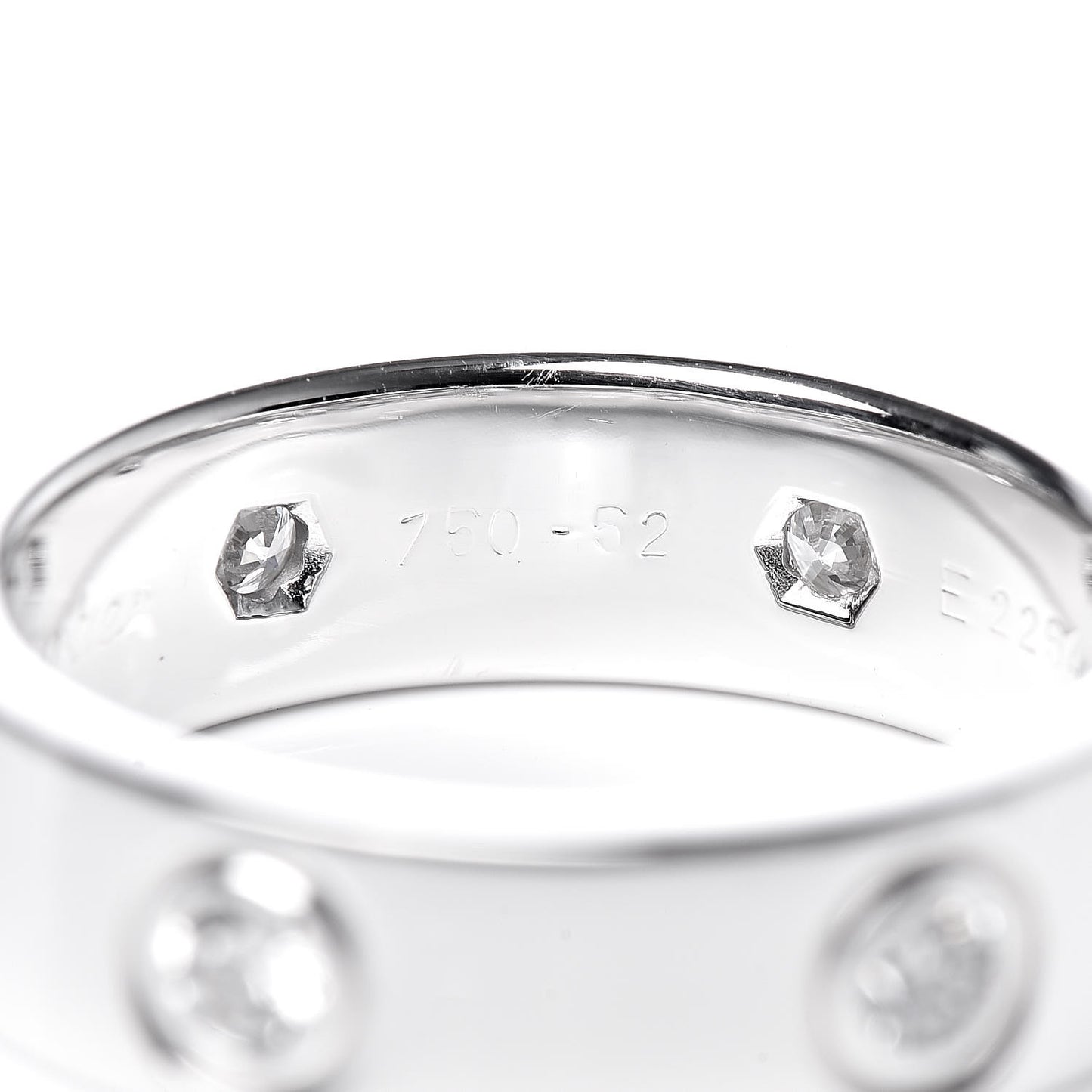 18K White Gold 6 Diamond 5.5mm LOVE Ring 52 6