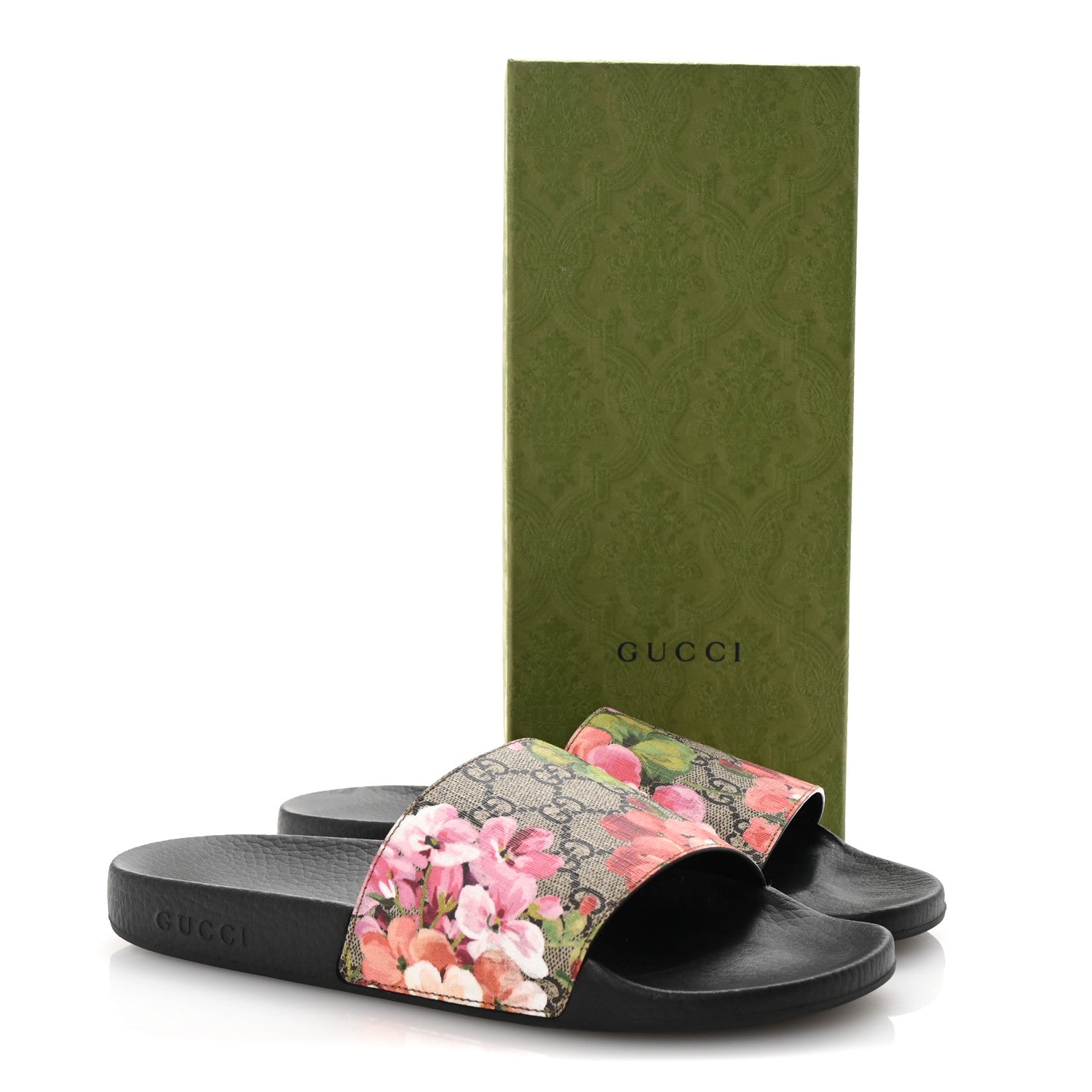 Gucci GG Supreme Monogram Blooms Slide Sandals 41 Beige Multicolor 9 of 9