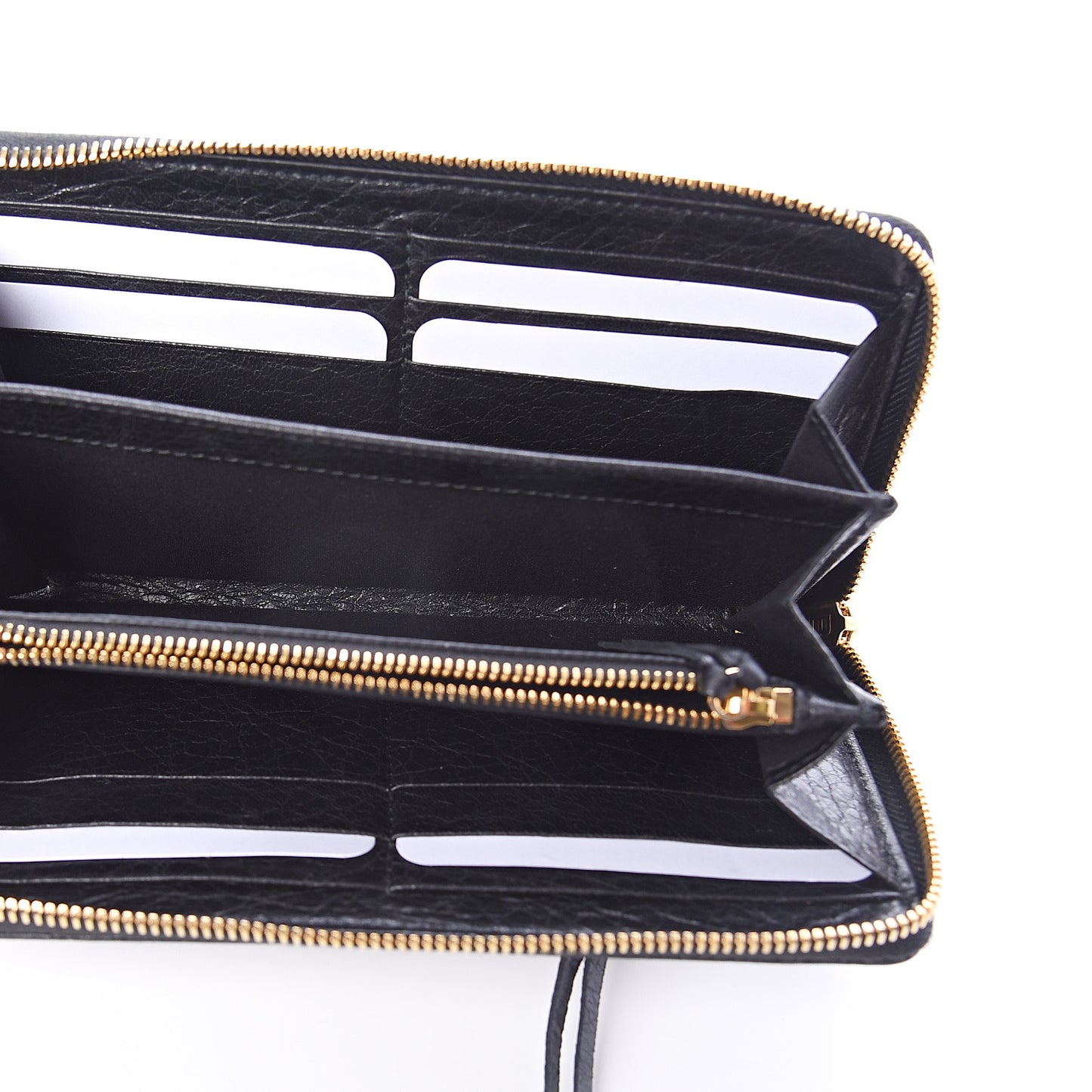 Agneau Classic Gold Hardware Continental Zip Around Wallet Black