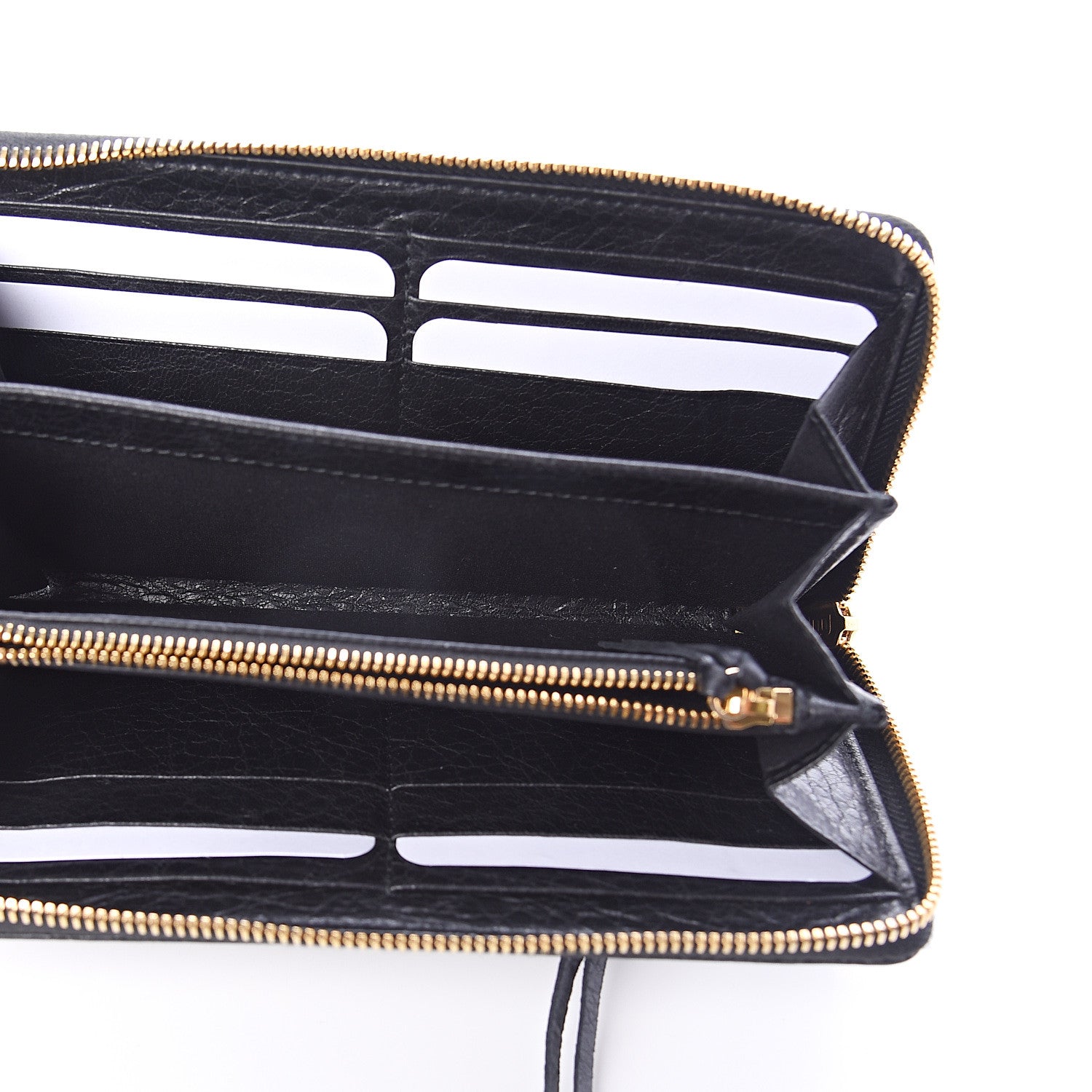 Balenciaga Agneau Classic Gold Hardware Continental Zip Around Wallet Black 4 of 5