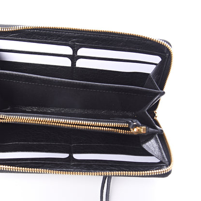 Balenciaga Agneau Classic Gold Hardware Continental Zip Around Wallet Black 4 of 5