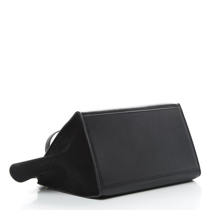 Celine Crocodile Embossed Calfskin Suede Medium Trapeze Black 5 of 19