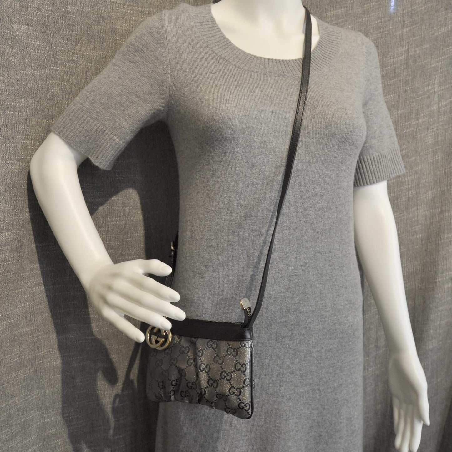 Crystal Monogram Small Flat Messenger Crossbody Navy