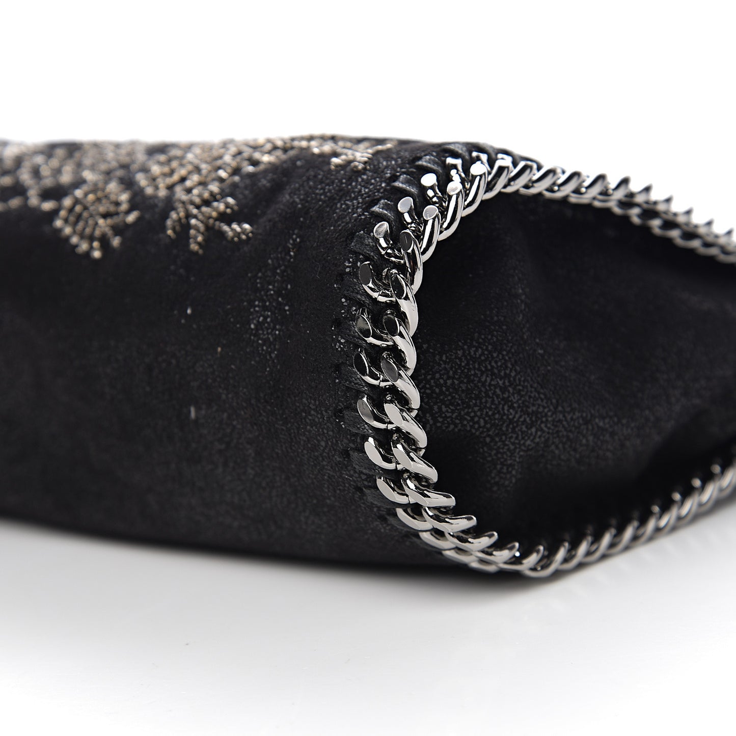 Bead Embellished Shaggy Deer Mini Falabella Tote Black