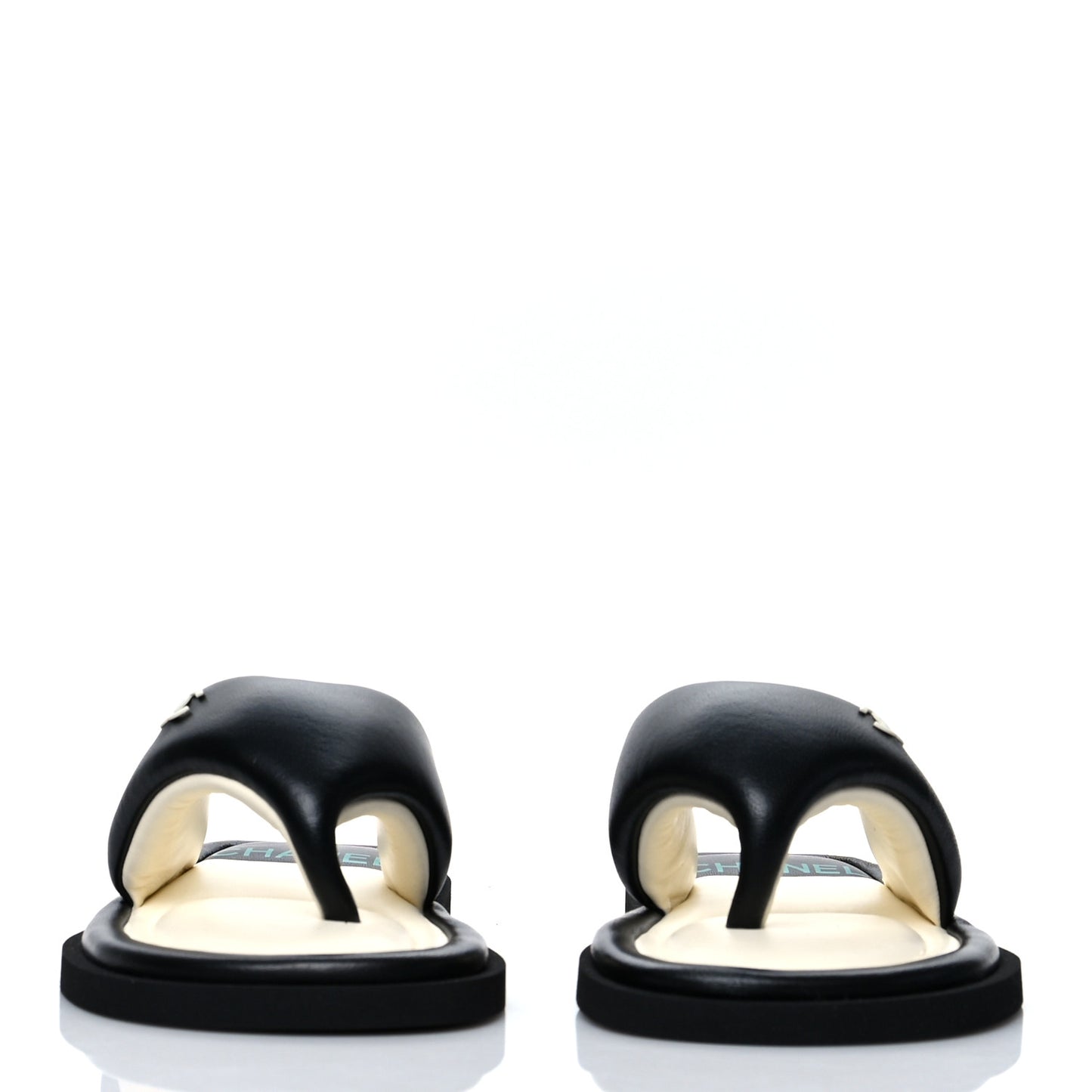 Lambskin Padded Pool Thong Sandals 38 Black