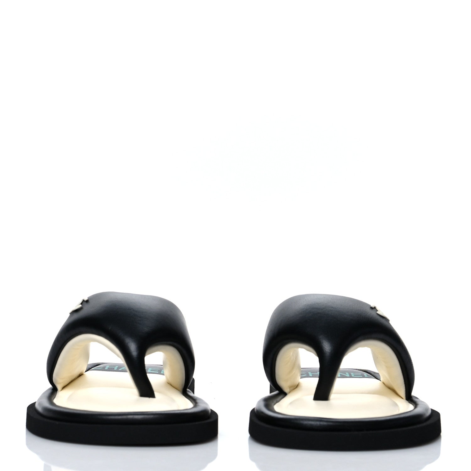Chanel Lambskin Padded Pool Thong Sandals 38 Black 2 of 8
