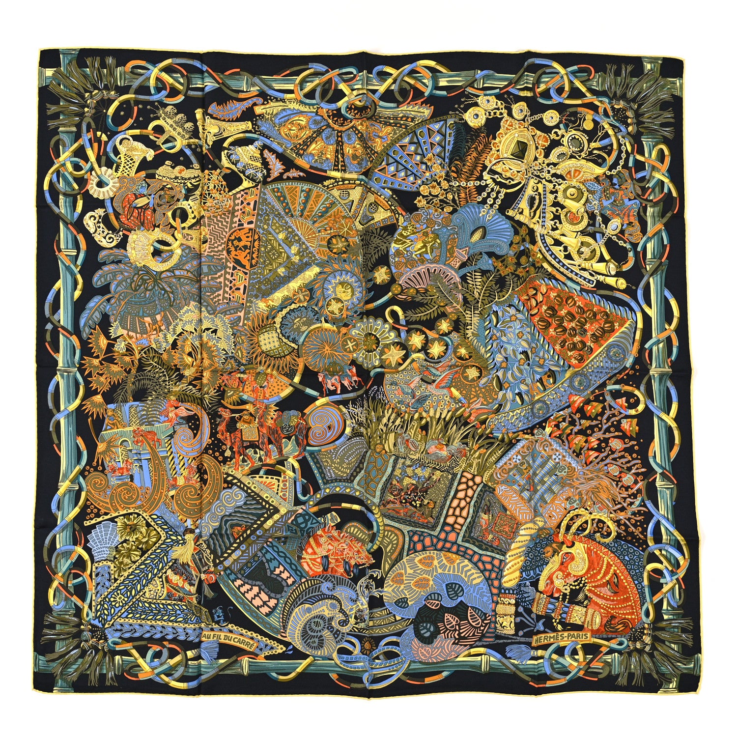 Hermes Silk Au Fil Du Carre Scarf 90 1 of 3