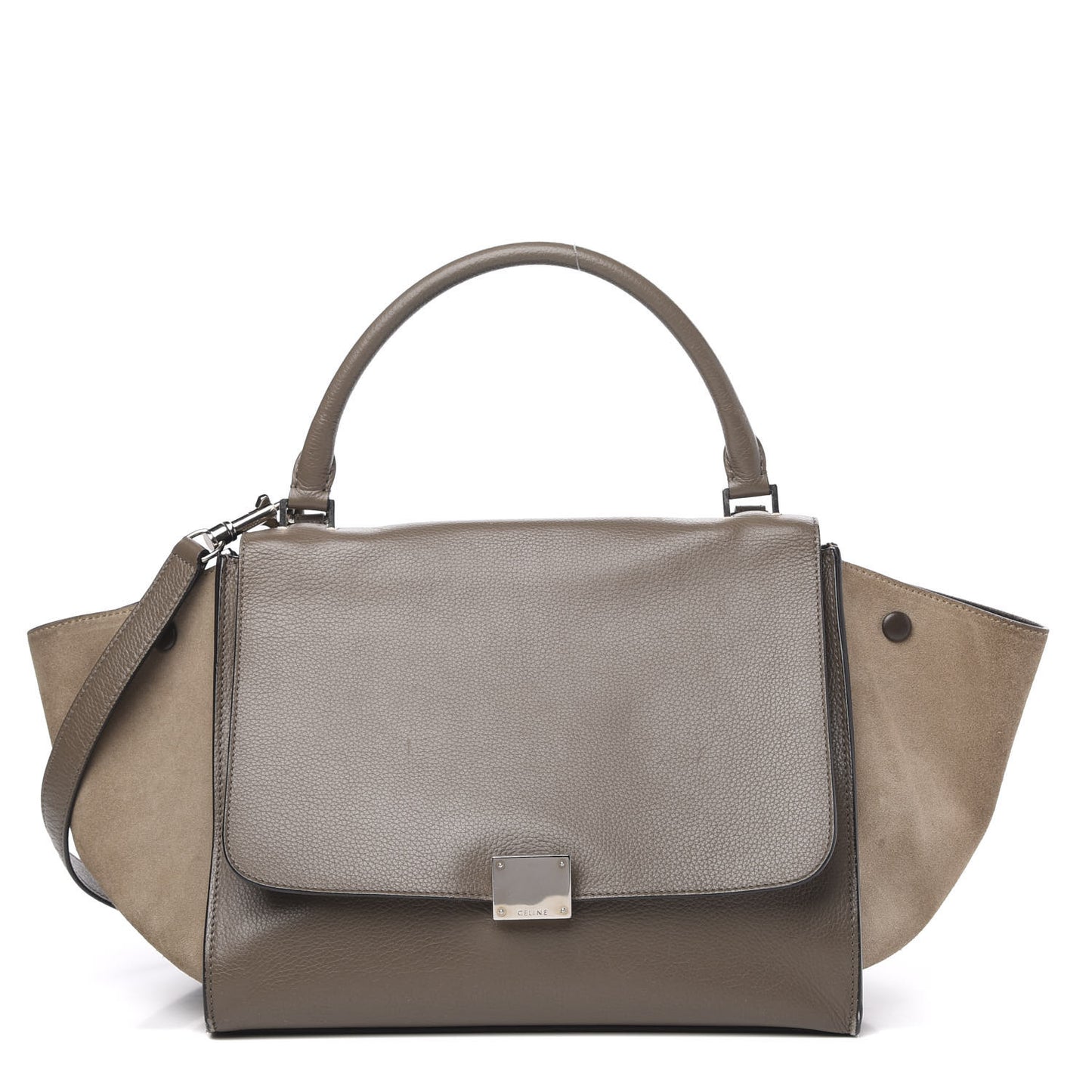 Drummed Calfskin Suede Medium Trapeze Taupe
