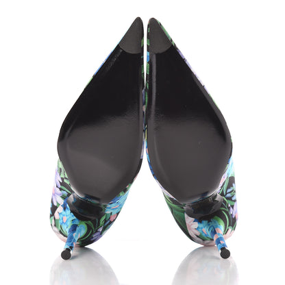 Balenciaga Jersey Crepe Wild Flowers Extreme Pointed Toe Knife Booties 35 Bleu Violet 5 of 8