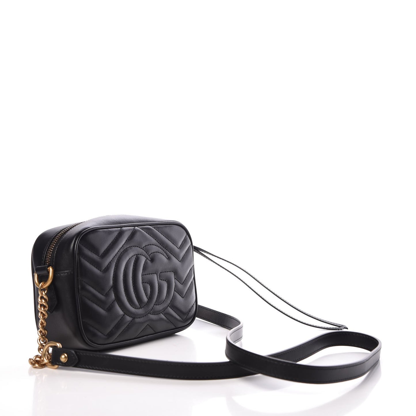 Calfskin Matelasse Mini GG Marmont Chain Shoulder Bag Black