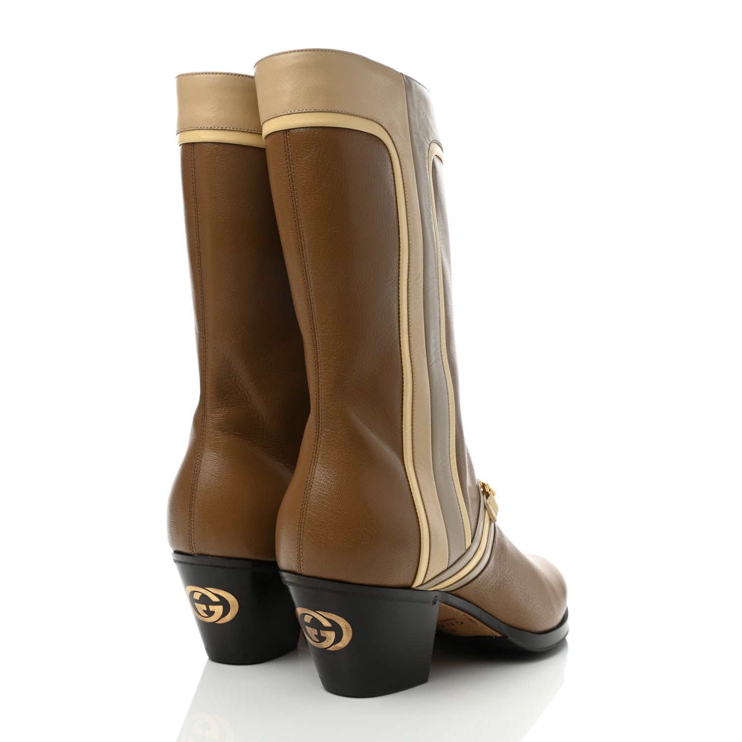 Gucci Goatskin Mens Zahara Interlocking G Horsebit Boots 9 Friky Taupe Oatmeal Butter Sand Storm 4 of 10