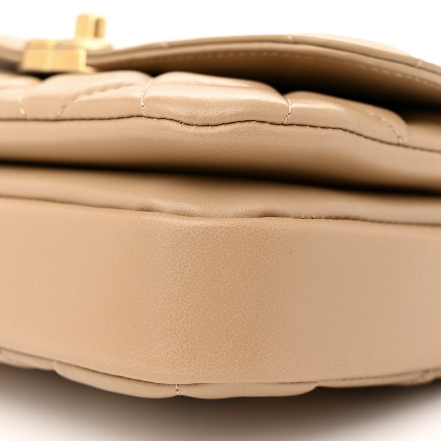 Lambskin Quilted Strass Small CC Top Handle Flap Beige