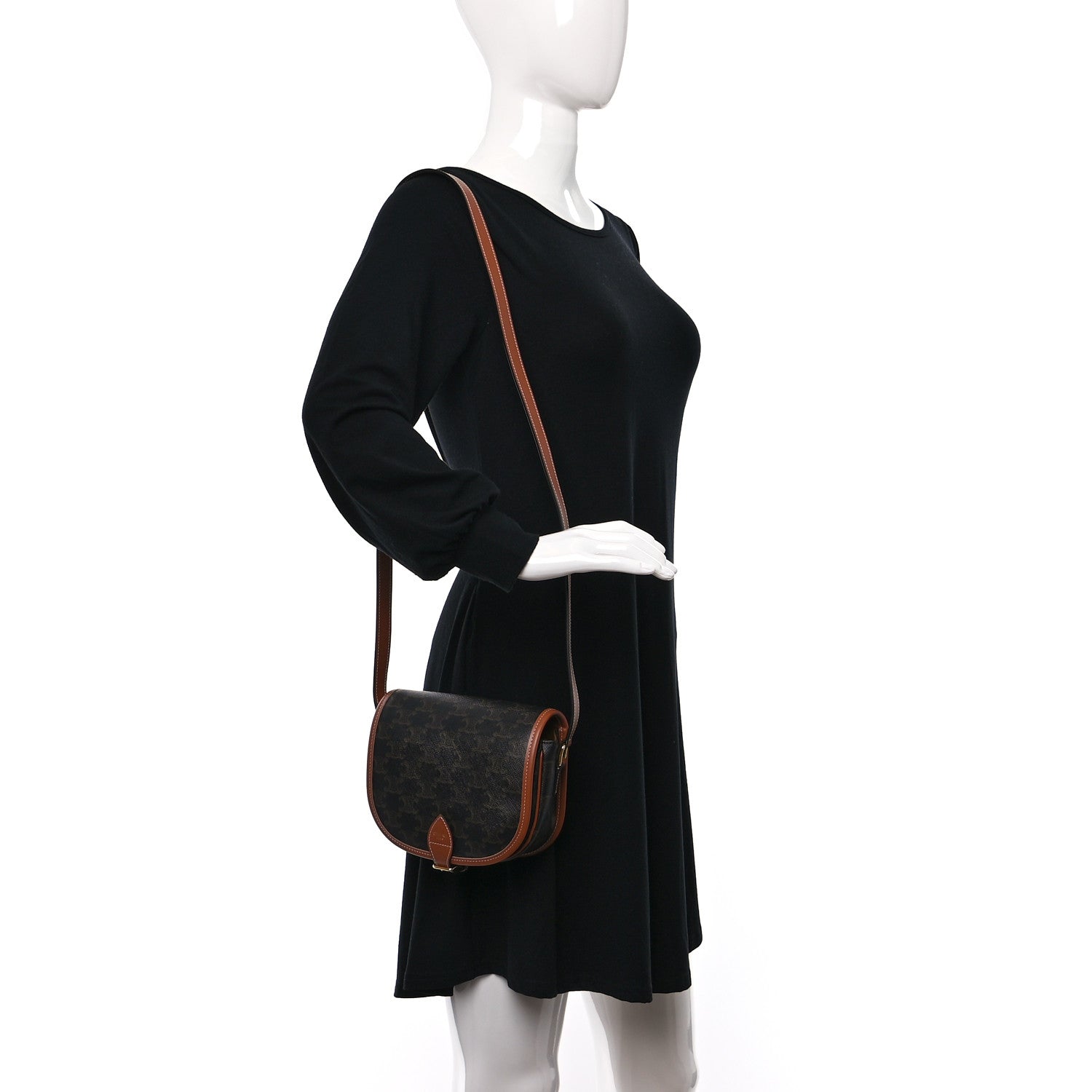 Celine Triomphe Canvas Medium Folco Bag Tan 2 of 9