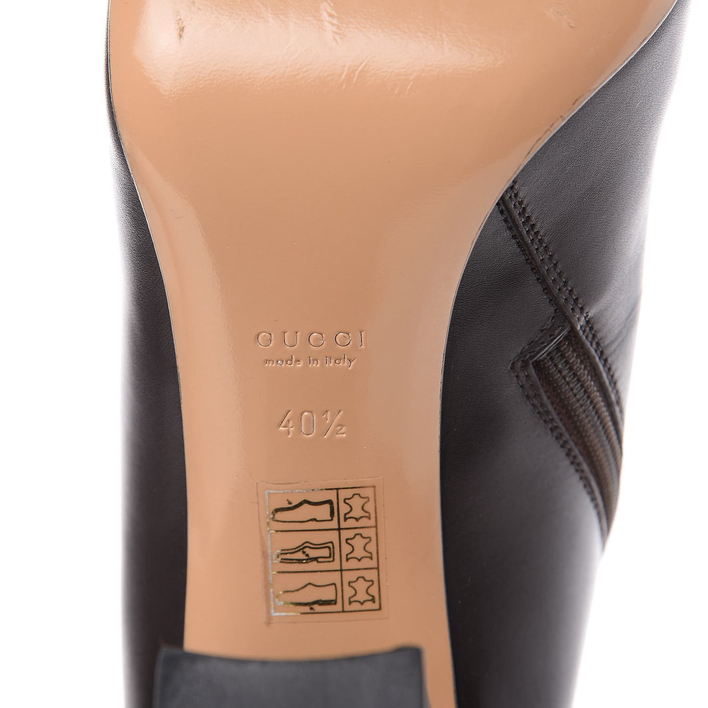 Calfskin Suede Horsebit Knee High Boots 40.5 Brown