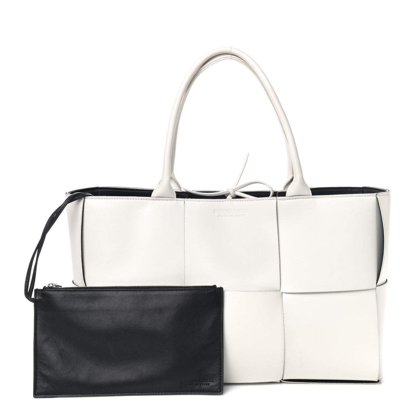Nappa Maxi Intrecciato Medium Arco Tote White Black