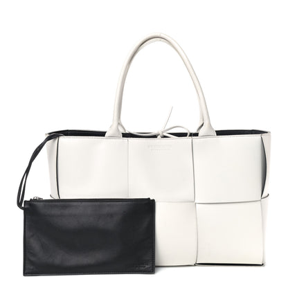 Bottega Veneta Nappa Maxi Intrecciato Medium Arco Tote White Black 1 of 4
