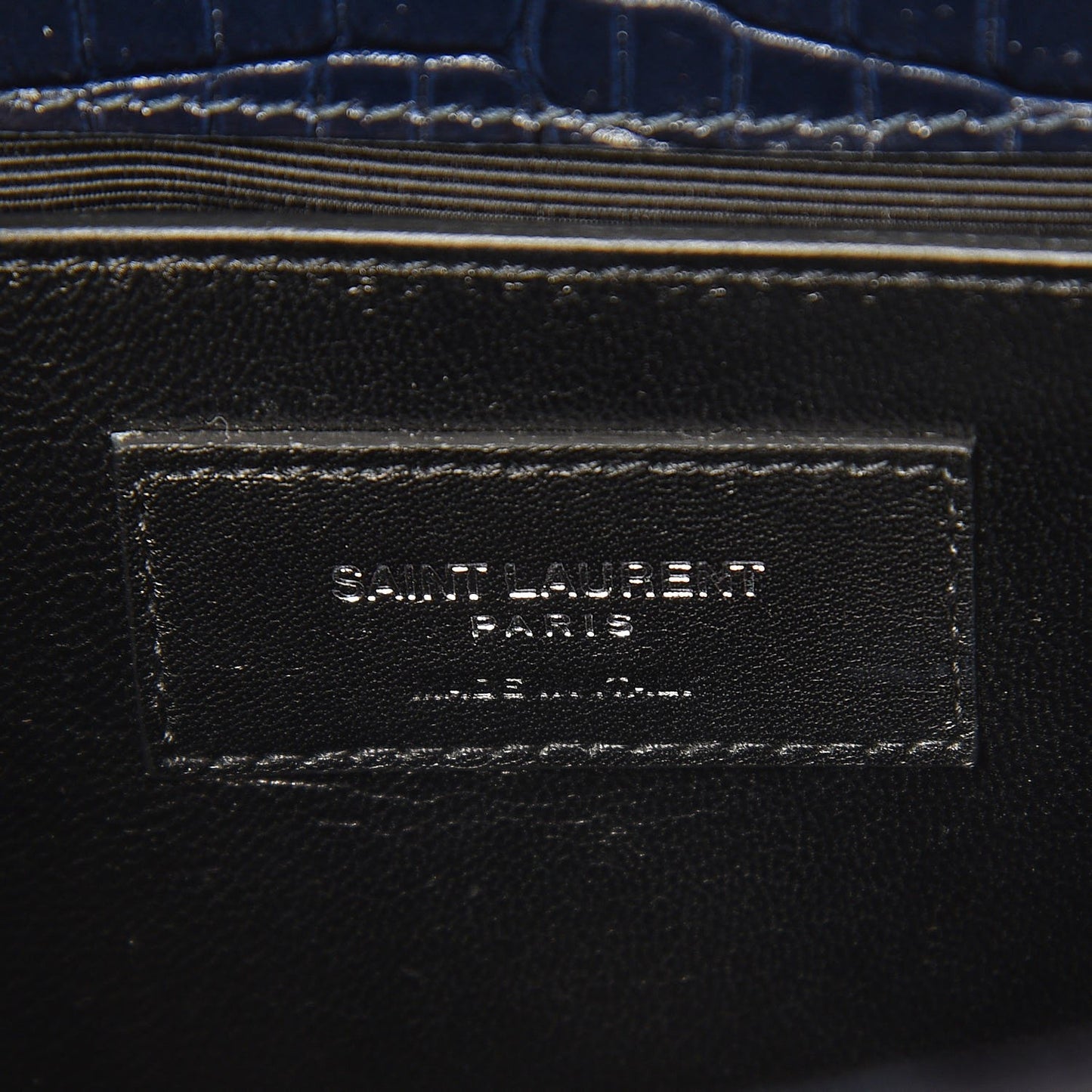 Calfskin Crocodile Embossed Small Classic Monogram Kate Tassel Satchel Navy