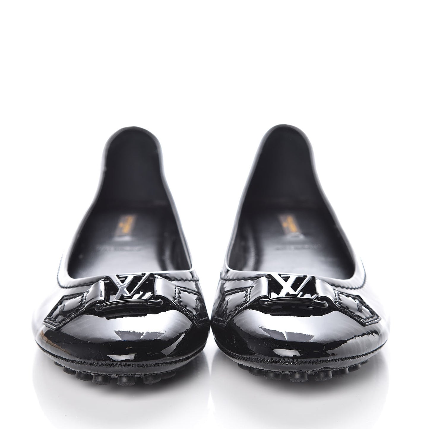 Patent Calfskin Oxford Ballerina Flats 41 Black