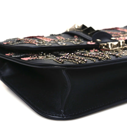 Valentino Garavani Vitello Crystal Loveblade Embellished Medium Glam Lock Rockstud Flap Black 8 of 12