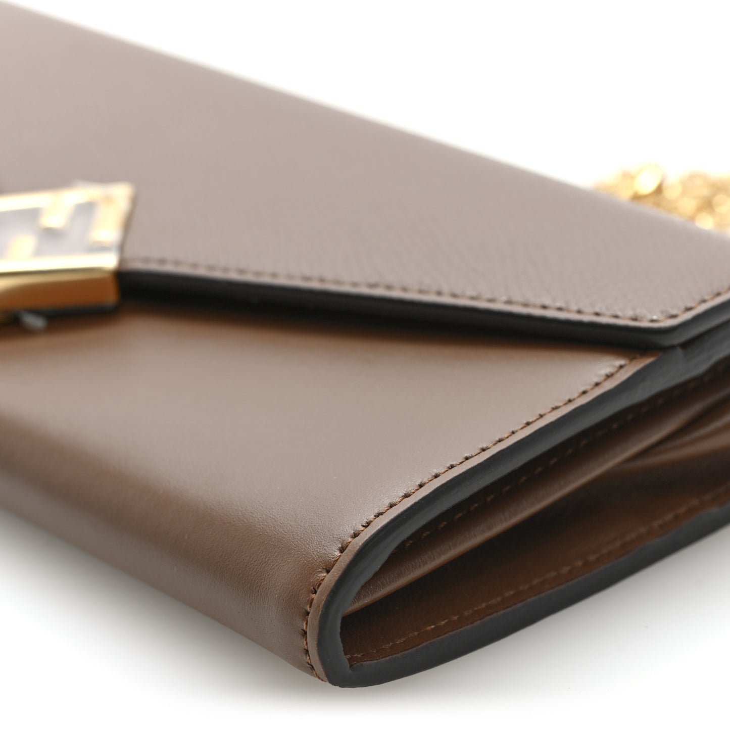 Vitello King Cruise FF Diamonds Continental Envelope Wallet On Chain Gianduia