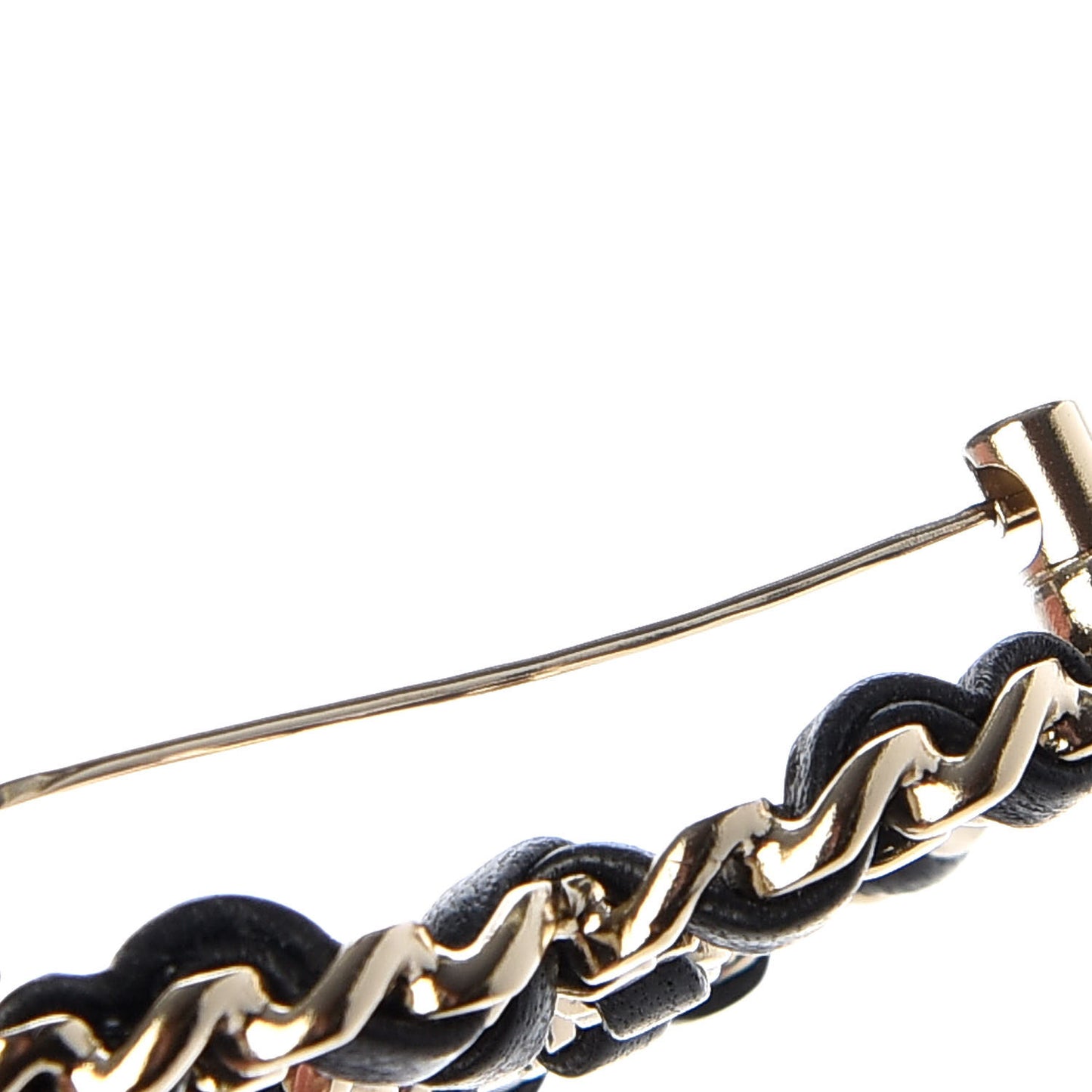 Lambskin Chain CC Brooch Black Gold