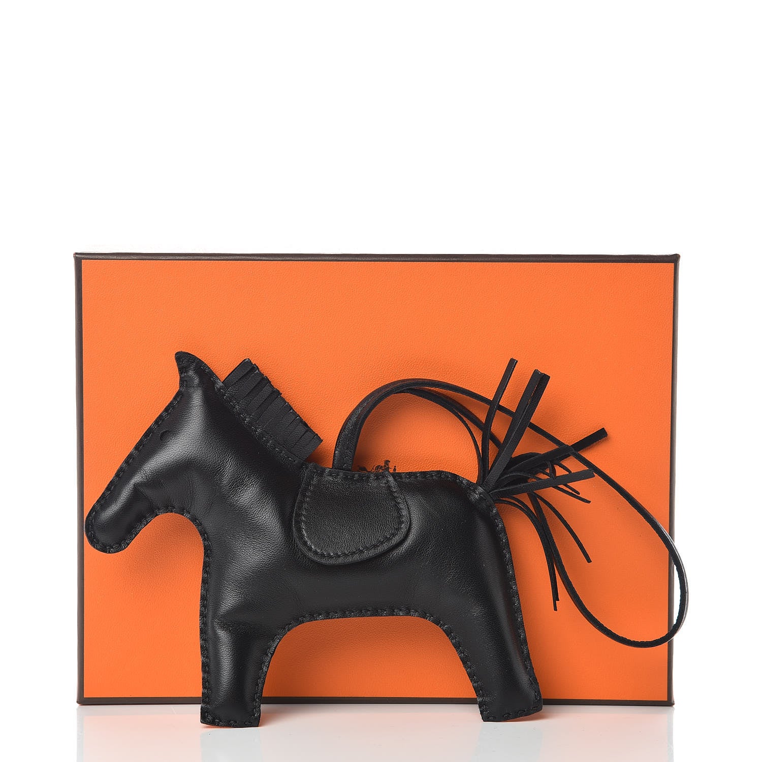 Hermes Milo Lambskin Grigri Rodeo Horse Bag Charm GM So Black 4 of 4