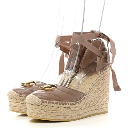 Gucci Nappa Matelasse GG Marmont Ankle Wrap Platform 35/120mm Espadrille Wedges 38.5 Porcelain Rose 3 of 10