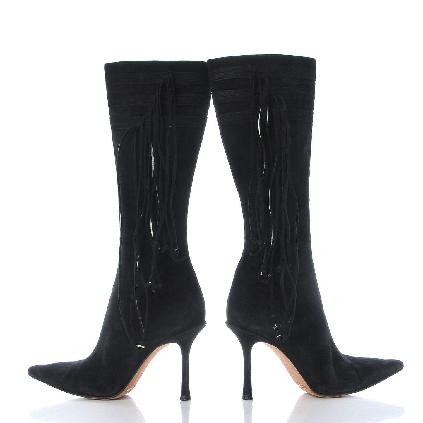 Suede Gloria Fringe Boots 38.5 Black
