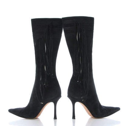 Jimmy Choo Suede Gloria Fringe Boots 38.5 Black 6 of 13
