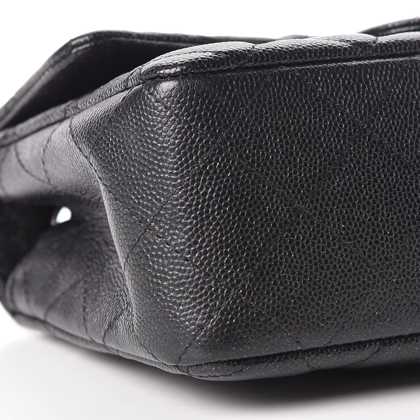 Iridescent Caviar Quilted Mini Rectangular Flap Black