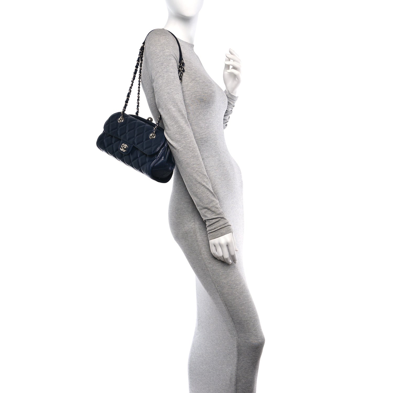 Chanel Calfskin Quilted Kisslock Frame Chain Bag Navy 2 of 10
