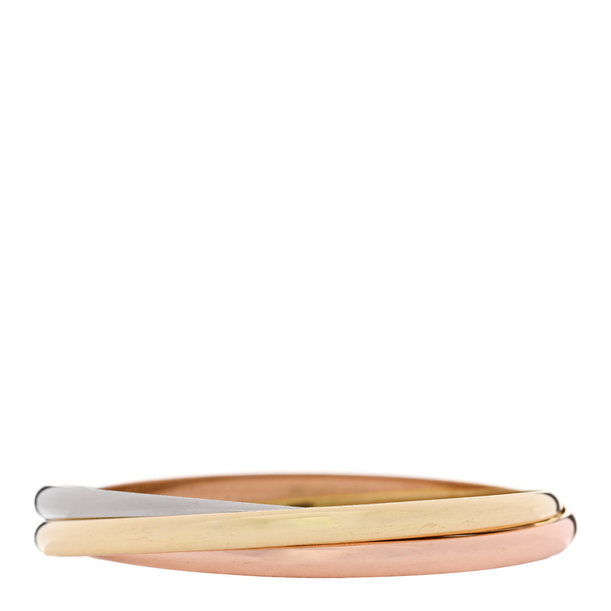 Cartier 18K Pink Yellow White Gold 4.4mm Trinity Bangle Bracelet 1 of 3