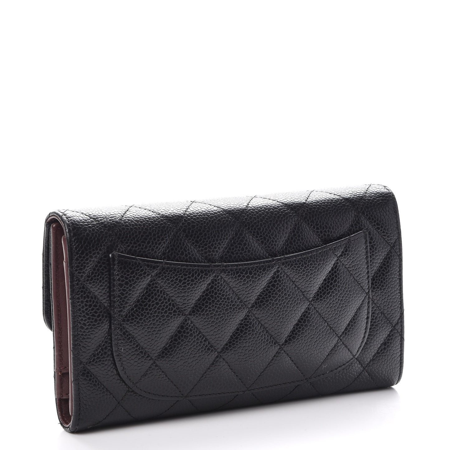 Caviar Quilted Large Flap Wallet Black
