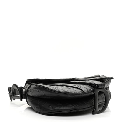 Christian Dior Calfskin Embossed Oblique Mini Saddle Bag Black 3 of 6