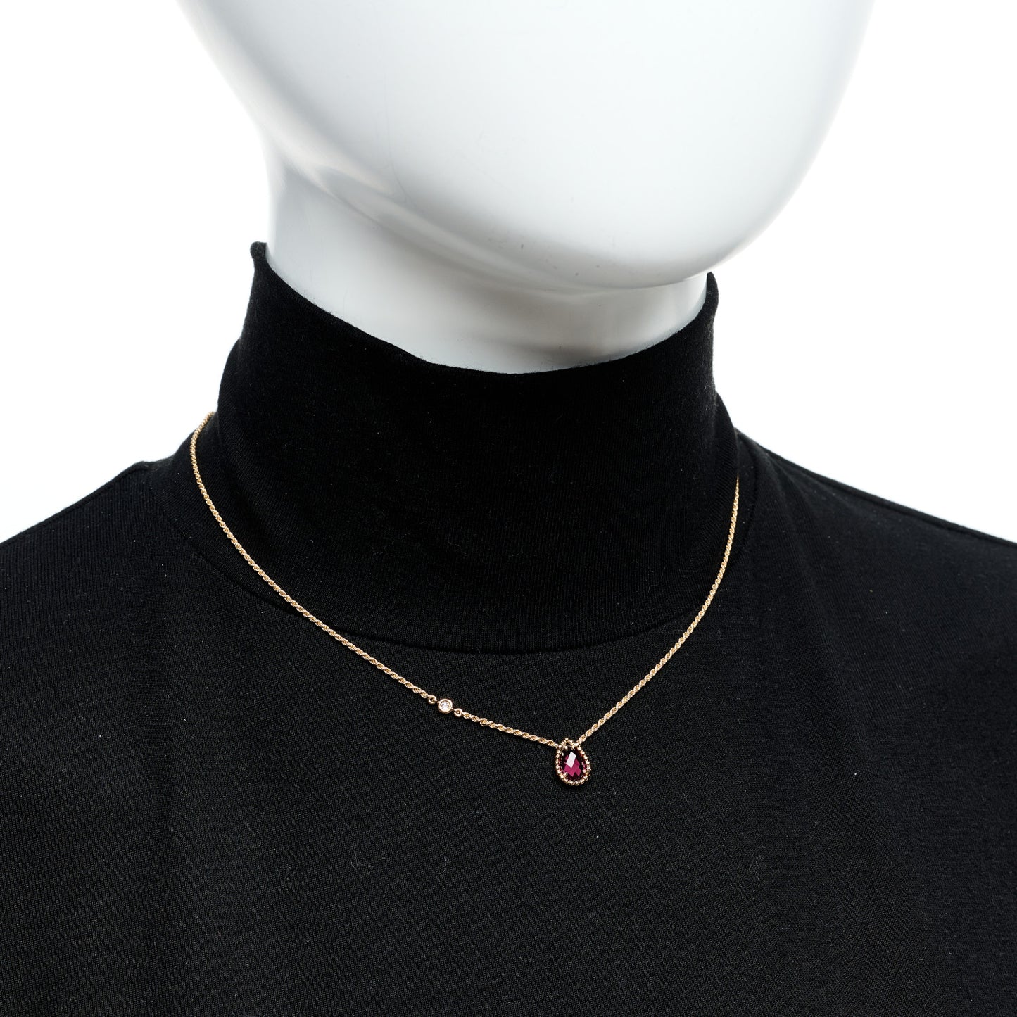 18K Pink Gold Diamond Rhodolite Garnet XS Serpent Boheme Necklace