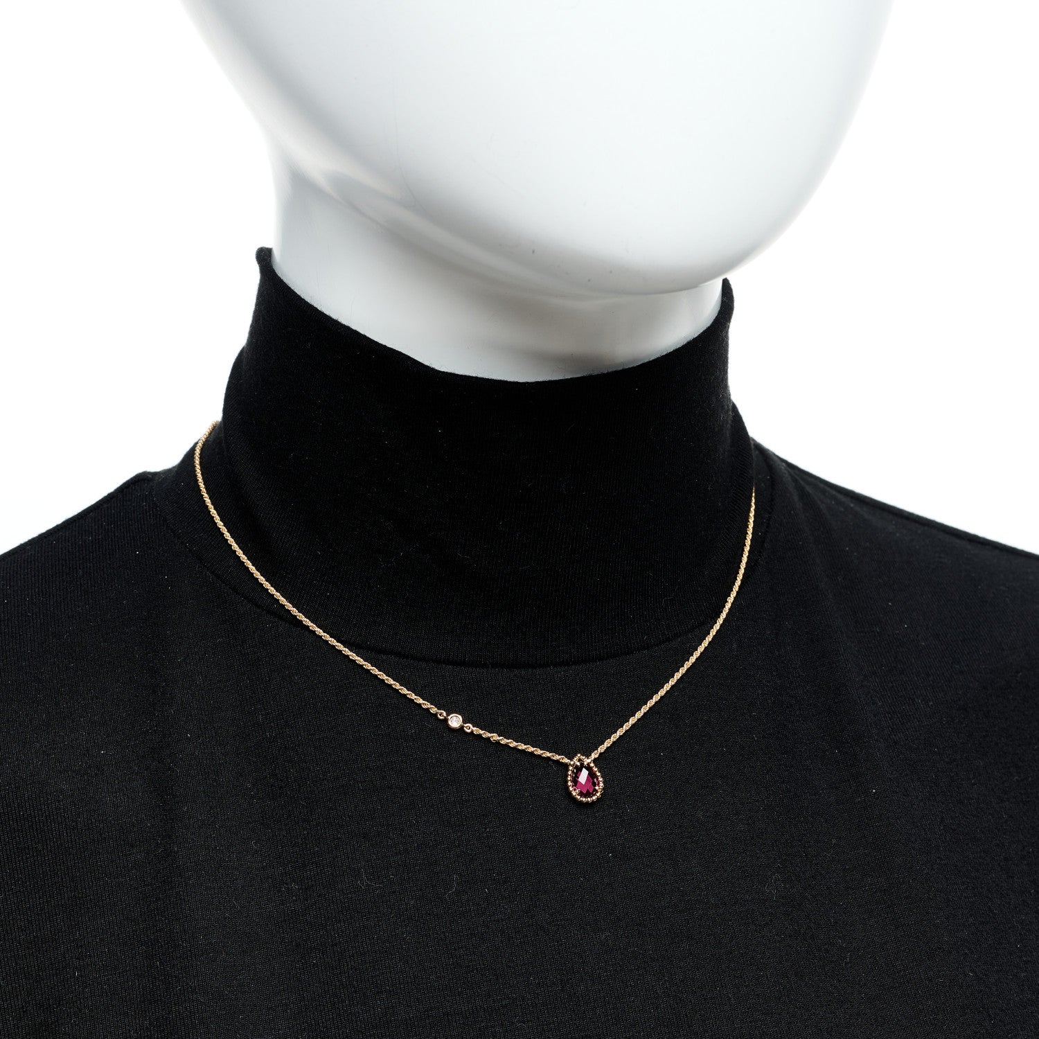 Boucheron 18K Pink Gold Diamond Rhodolite Garnet XS Serpent Boheme Necklace 2 of 6