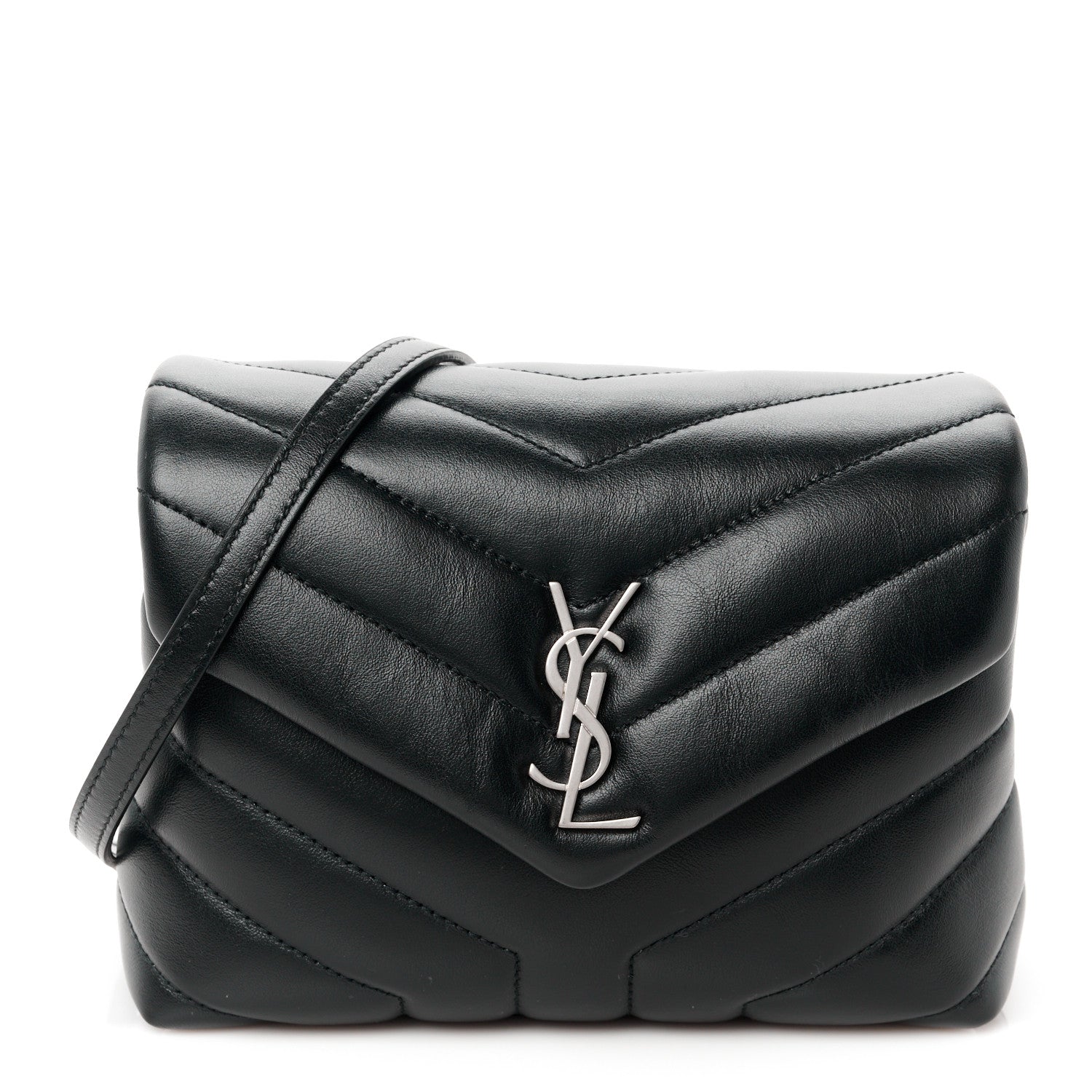Saint Laurent Calfskin Y Quilted Monogram Toy Loulou Crossbody Bag Black 1 of 11