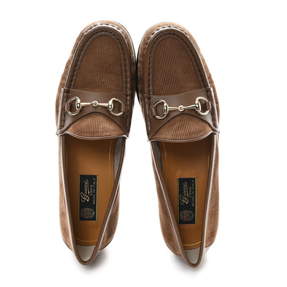 Gucci Corduroy Womens 1953 Horsebit Loafers 38 Velvety Camel 2 of 9