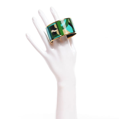 Hermes Enamel Printed Extra Wide Perspective Cavaliere Bracelet 62 Foret 2 of 6