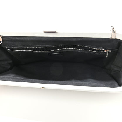 Balenciaga Shiny Supple Calfskin Logo Crocodile Embossed XL Cloud Clutch White 5 of 12