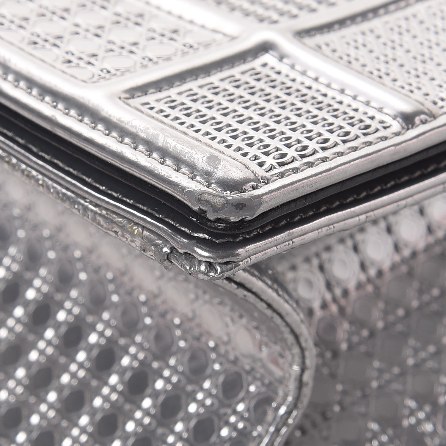 Christian Dior Metallic Patent Micro-Cannage Medium Diorama Flap Bag Silver 12 of 15