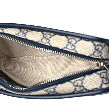 Gucci GG Supreme Monogram Textured Dollar Calfskin Mini Retro Interlocking G Shoulder Bag Beige Blue 4 of 7