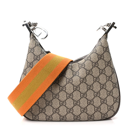 Gucci GG Supreme Monogram Textured Calfskin Web Small Attache Shoulder Bag Beige Ebony New Acero 1 of 10